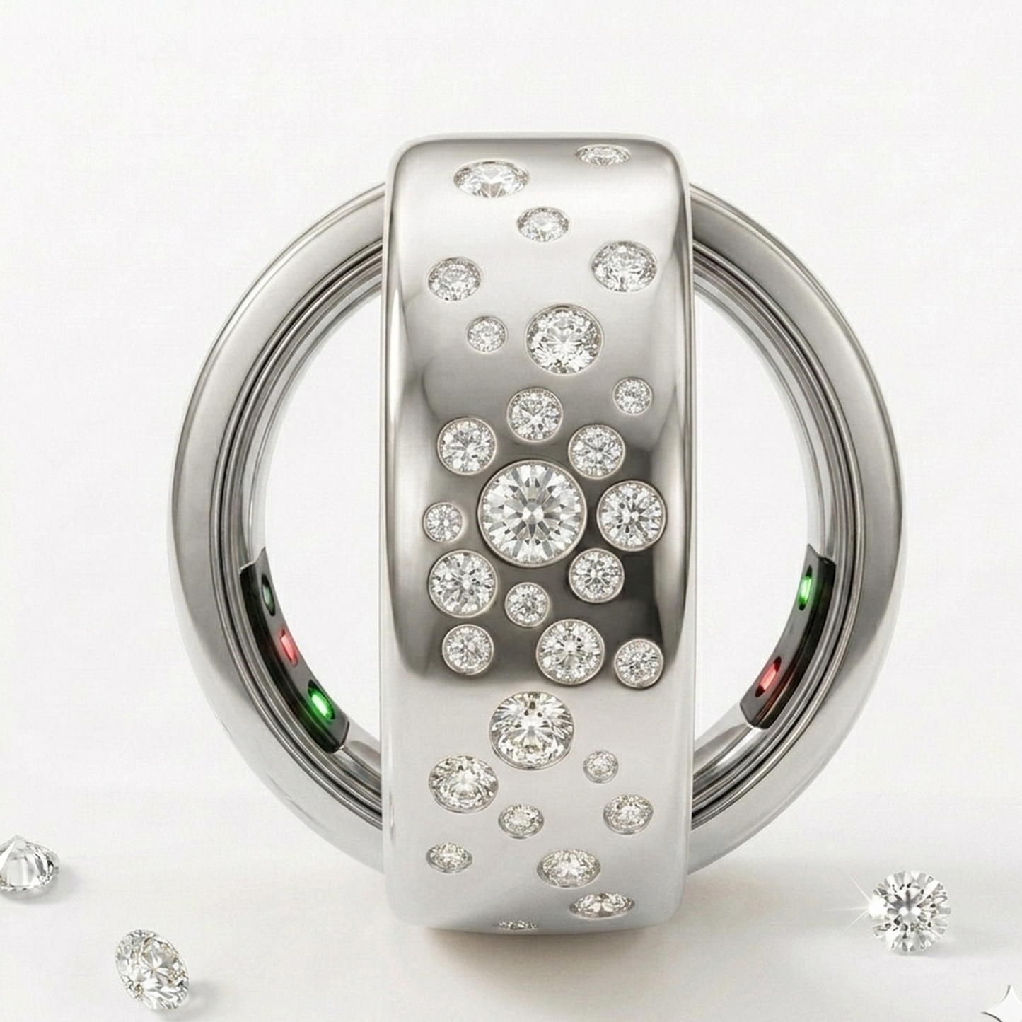 Starburst Diamond Cover for Oura Ring, in 14K White Gold – lifestyle shot | RockHer