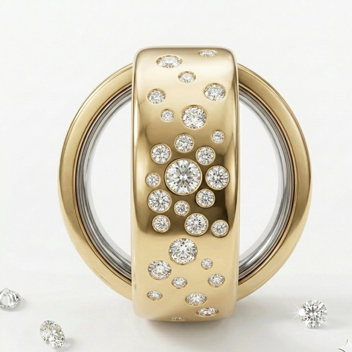 Starburst Diamond Cover for Oura Ring, in 14K Yellow Gold – detail view | RockHer