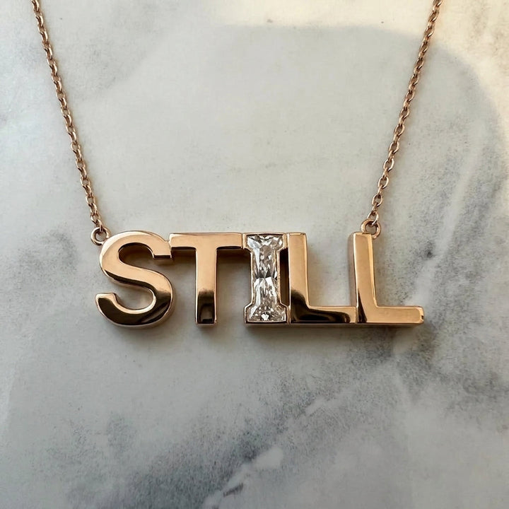 STILL lab-grown diamond letter necklace in 14K Rose Gold