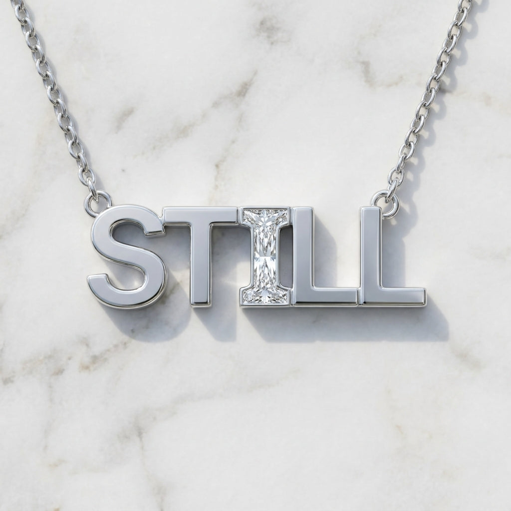 STILL lab-grown diamond letter necklace in Platinum