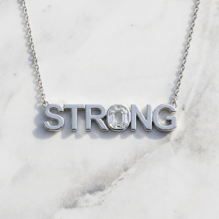 STRONG lab-grown diamond letter necklace in Platinum
