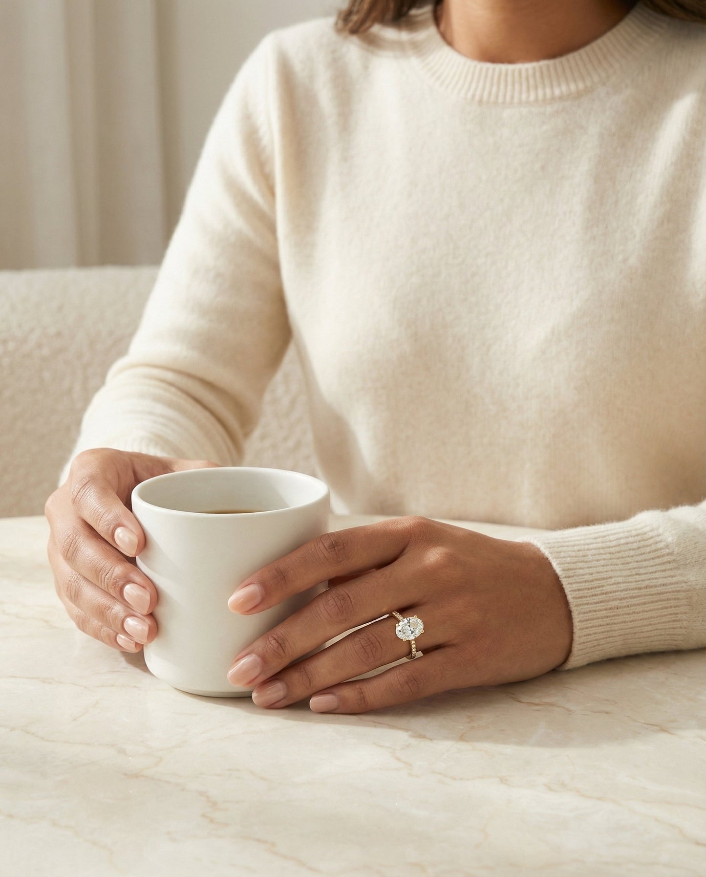 Carrie Select tapered pavé oval oval ring in 14K Yellow Gold — lifestyle — RockHer