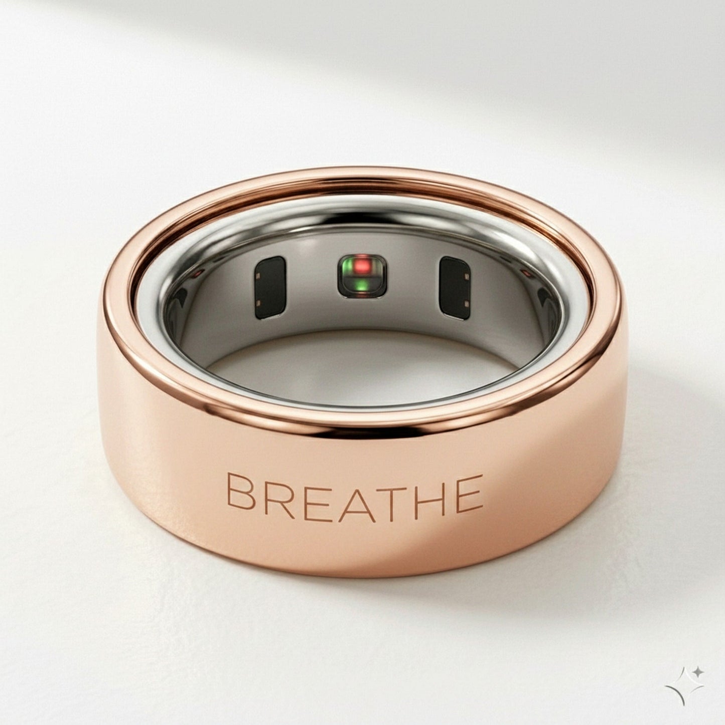 BREATHE laser engraved 14K Rose Gold Oura Ring cover