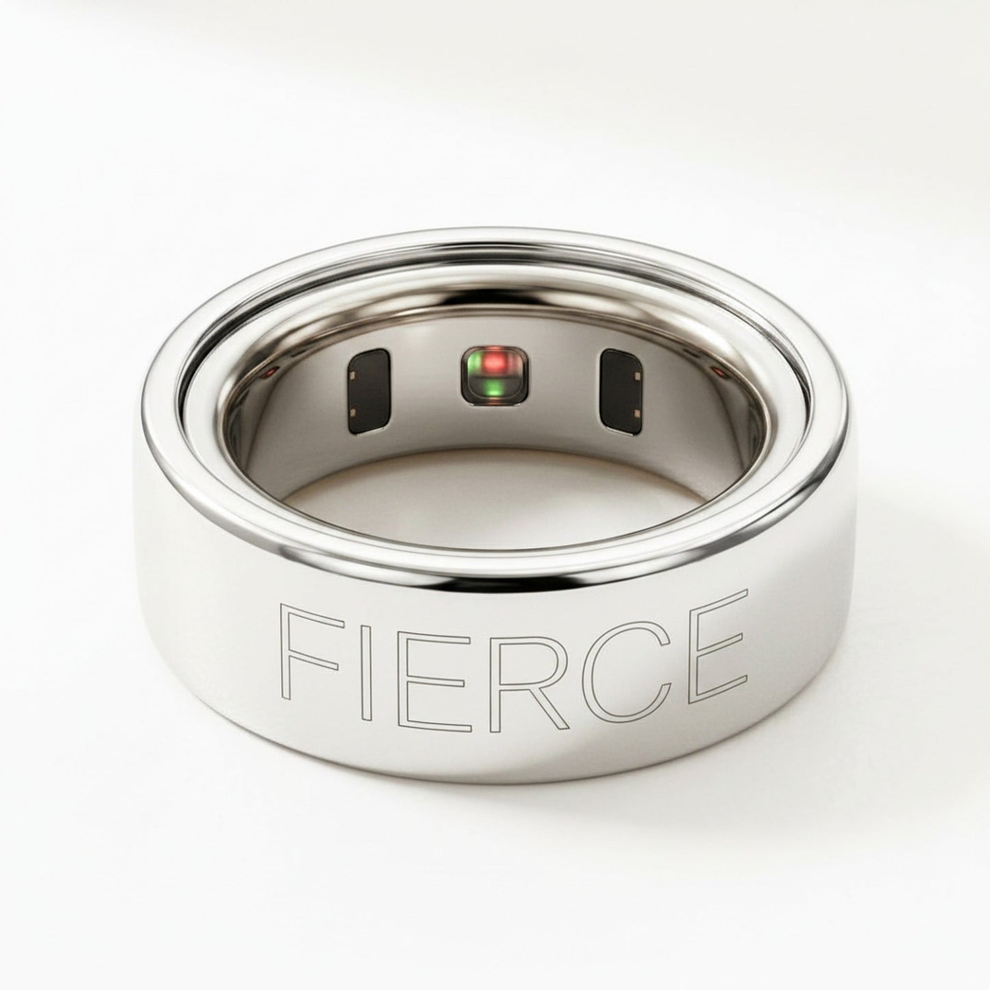 FIERCE laser engraved 14K White Gold Oura Ring cover