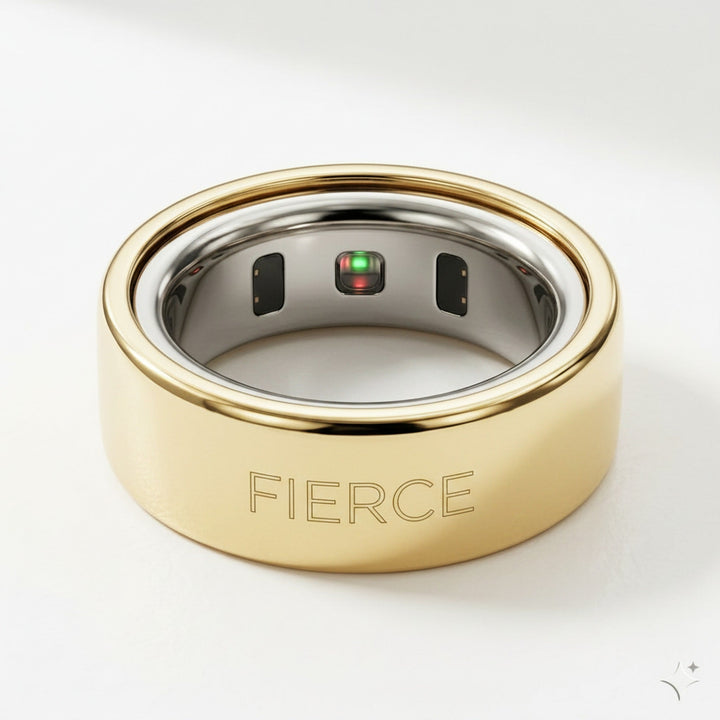 FIERCE laser engraved 14K Yellow Gold Oura Ring cover