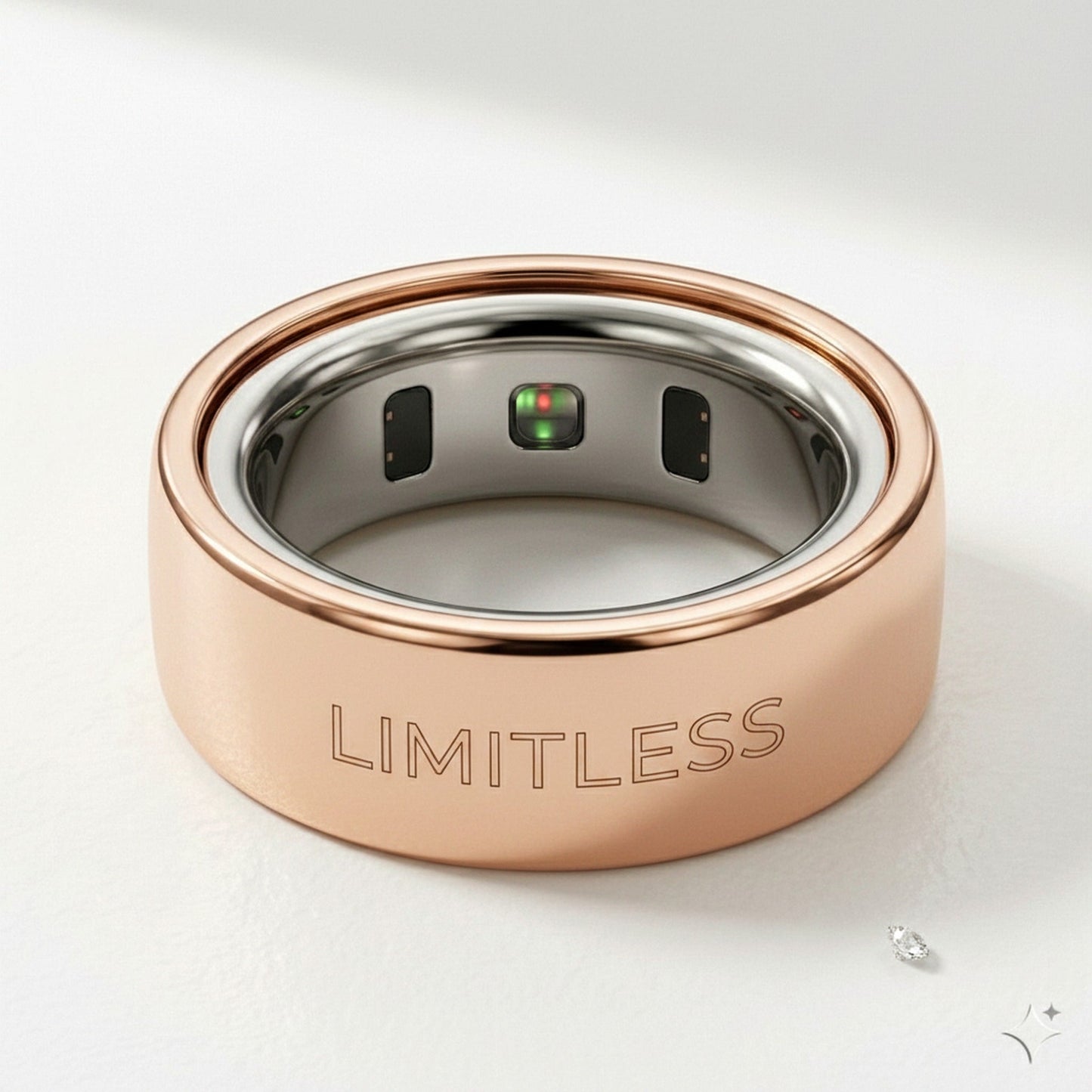 LIMITLESS laser engraved 14K Rose Gold Oura Ring cover