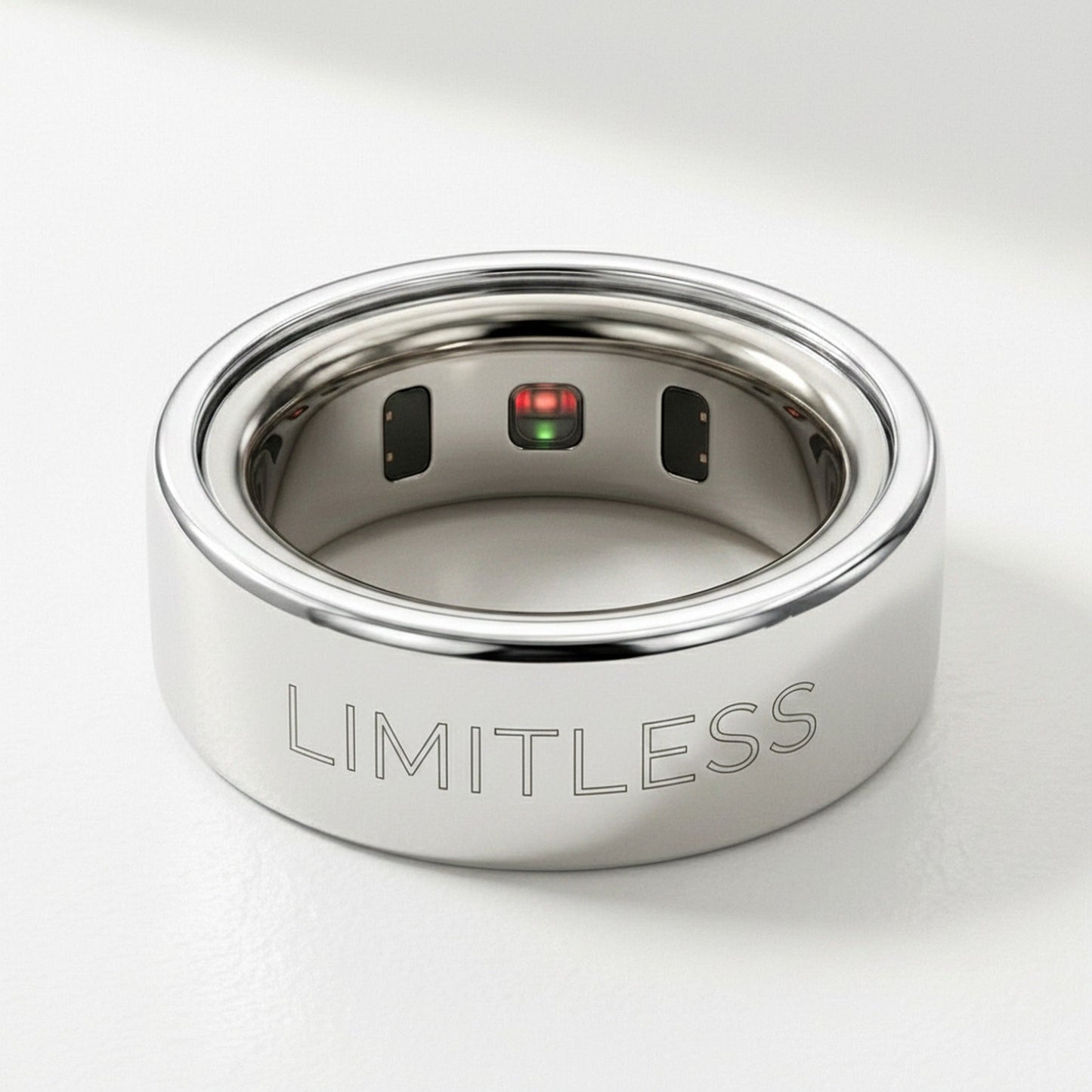 LIMITLESS laser engraved 14K White Gold Oura Ring cover