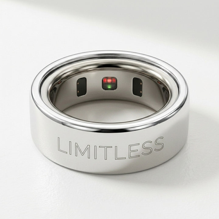 LIMITLESS laser engraved 14K White Gold Oura Ring cover