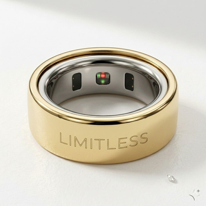 LIMITLESS laser engraved 14K Yellow Gold Oura Ring cover