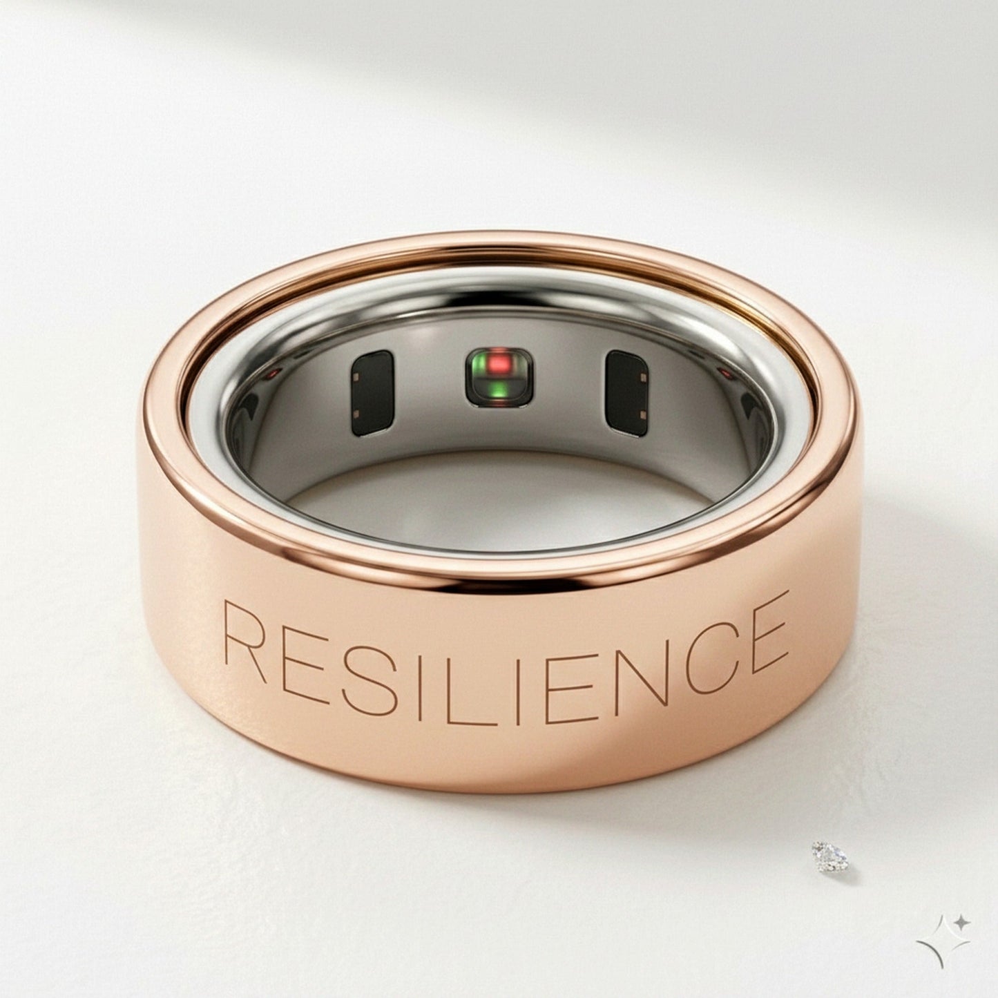 RESILIENCE laser engraved 14K Rose Gold Oura Ring cover