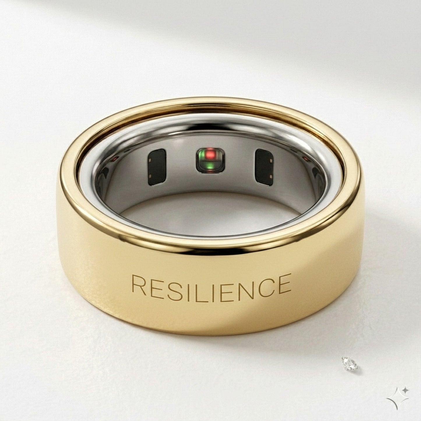 RESILIENCE laser engraved 14K Yellow Gold Oura Ring cover