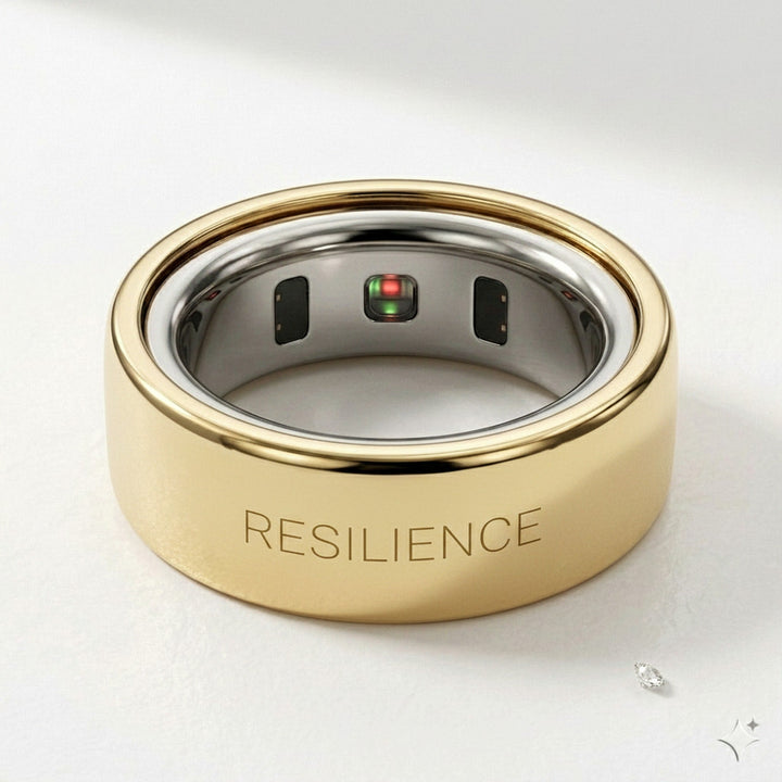 RESILIENCE laser engraved 14K Yellow Gold Oura Ring cover
