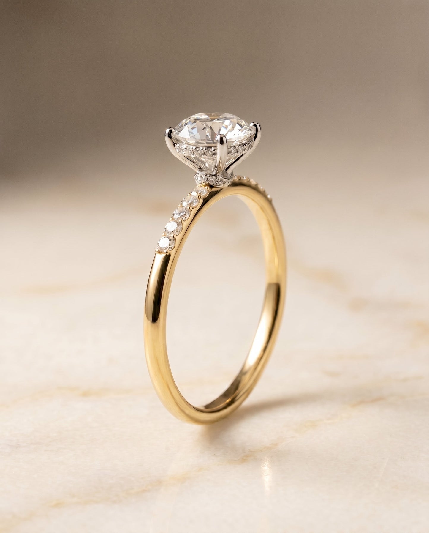Abbey Select 18k Yellow Gold Oval Double Hidden Halo Quarter Shank Engagement Ri – view 2