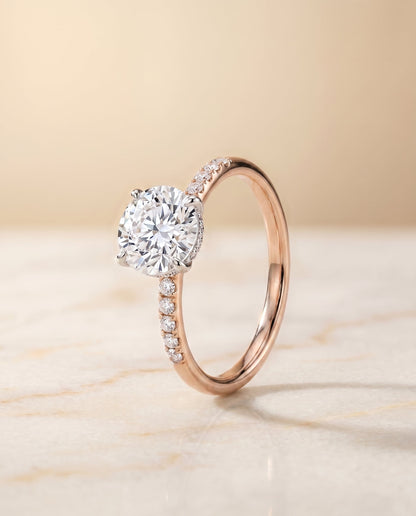 ตัวเรือนแหวนหมั้นเพชร Abbey ทรงกลม ทองคำชมพู 14K จาก RockHer