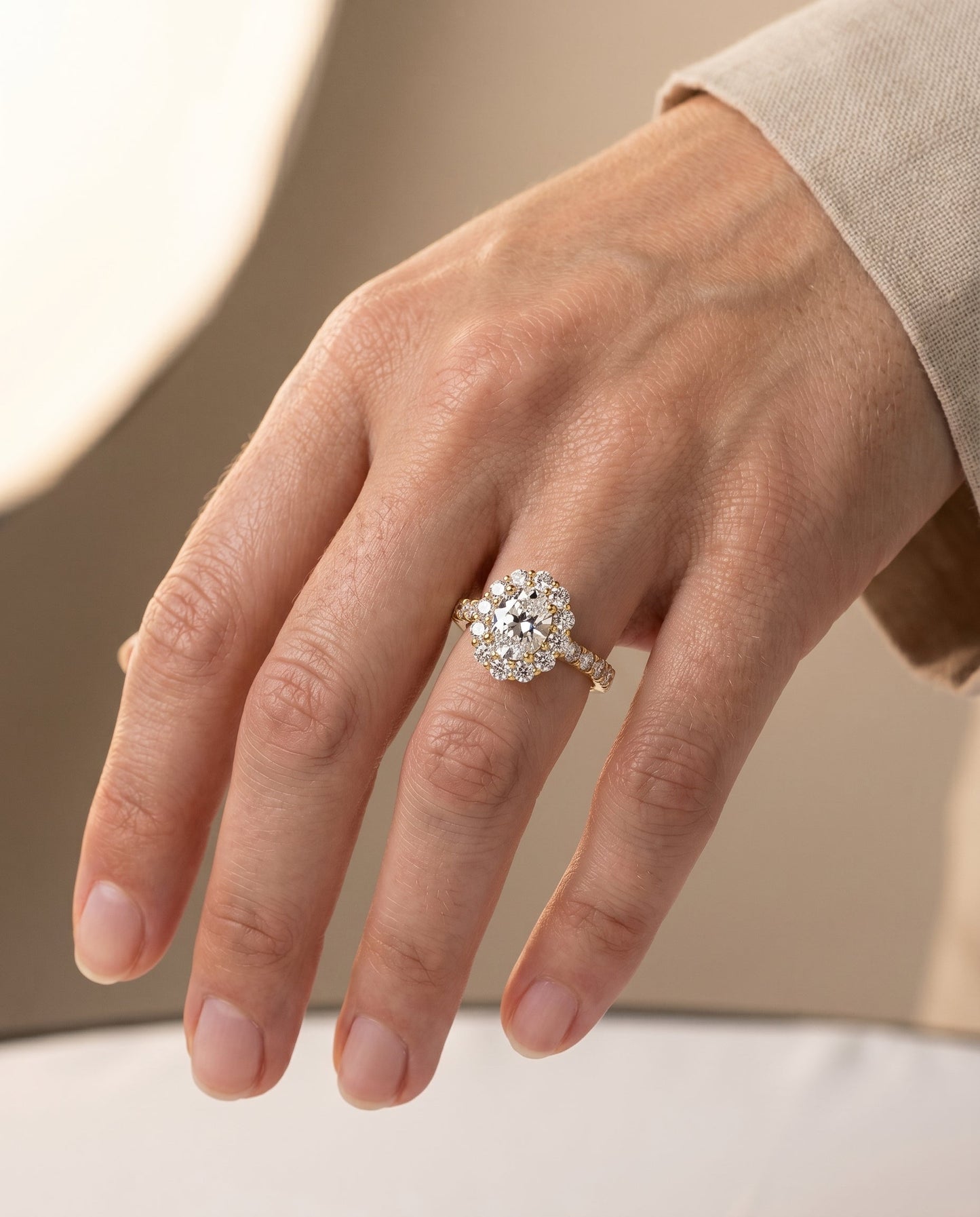 Alannah Select Luxe French Pave Halo Oval in 18K Yellow Gold – view 5