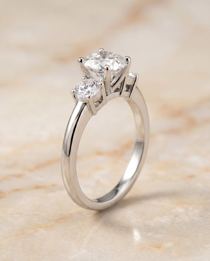 Anita Select Classic Three Stone Cushion Solitaire in 18K White Gold – view 2