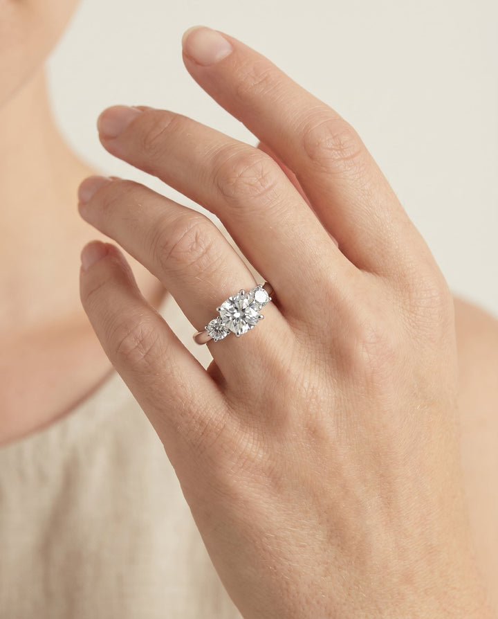 Anita Select Classic Three Stone Cushion Solitaire in 18K White Gold – view 3