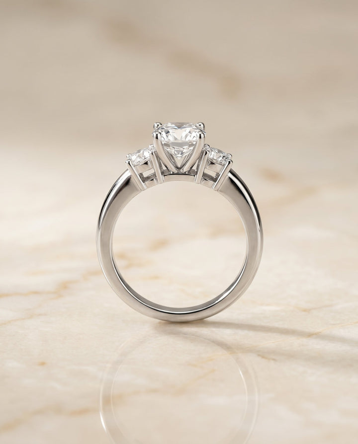 Anita Select Classic Three Stone Cushion Solitaire in 18K White Gold – view 5