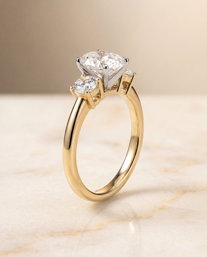 Anita Select Classic Three Stone Oval Solitaire in 18K Yellow Gold – view 2