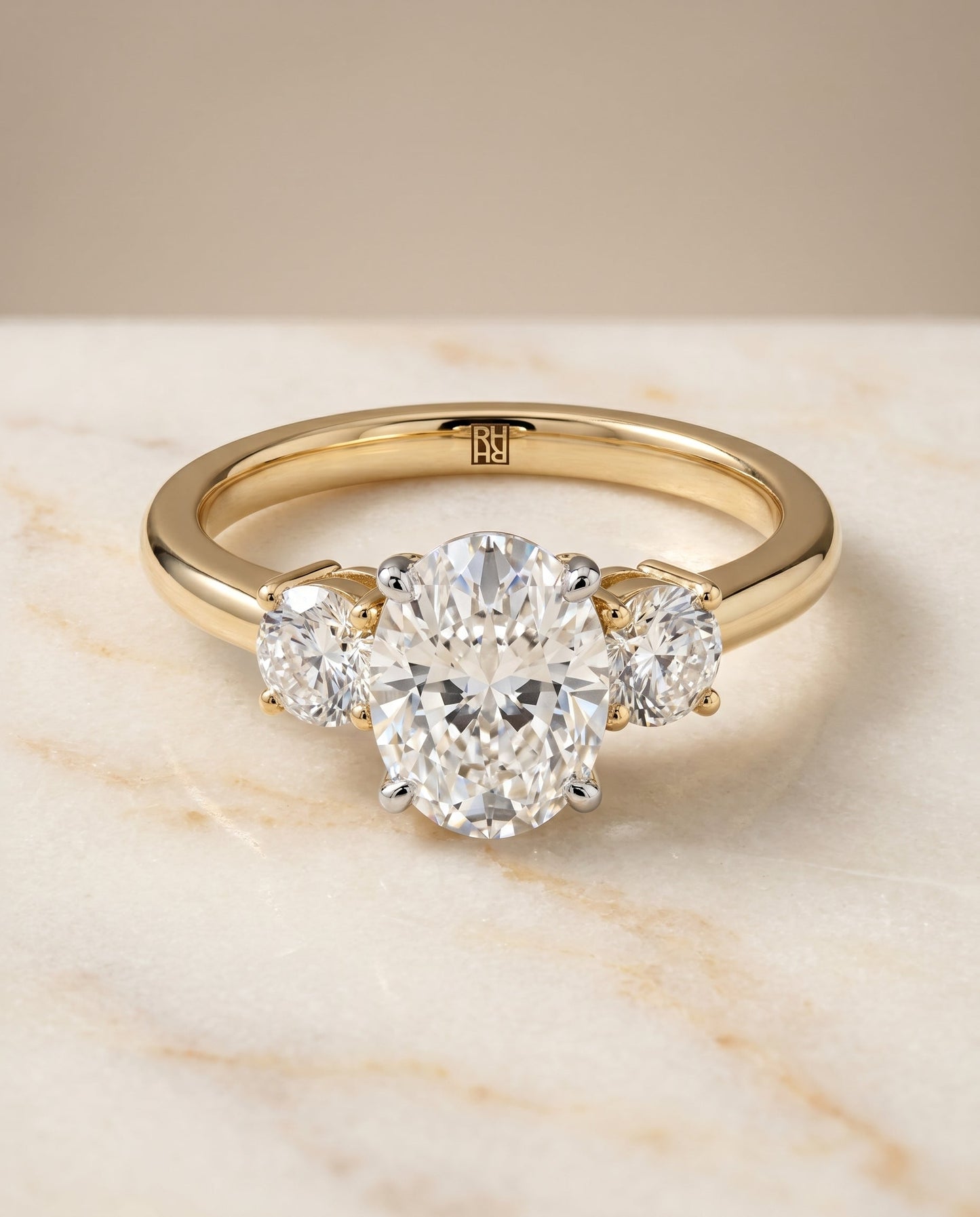 Anita Select Classic Three Stone Oval Solitaire in 18K Yellow Gold – view 1