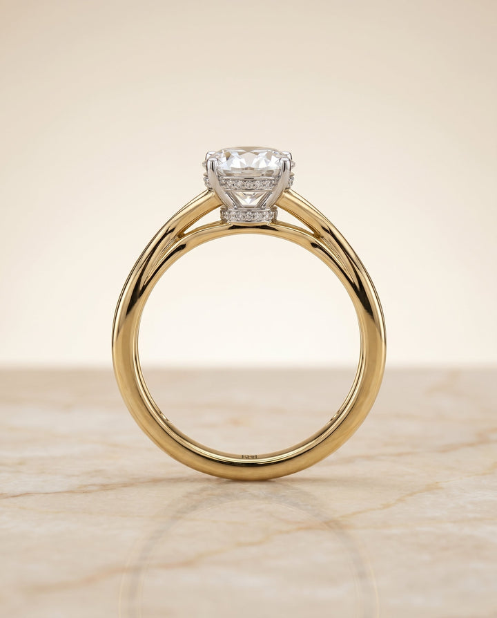 Blondie Select Twisted Shank Double Hidden Halo Solitaire Oval in 14K Yellow Gol – view 6