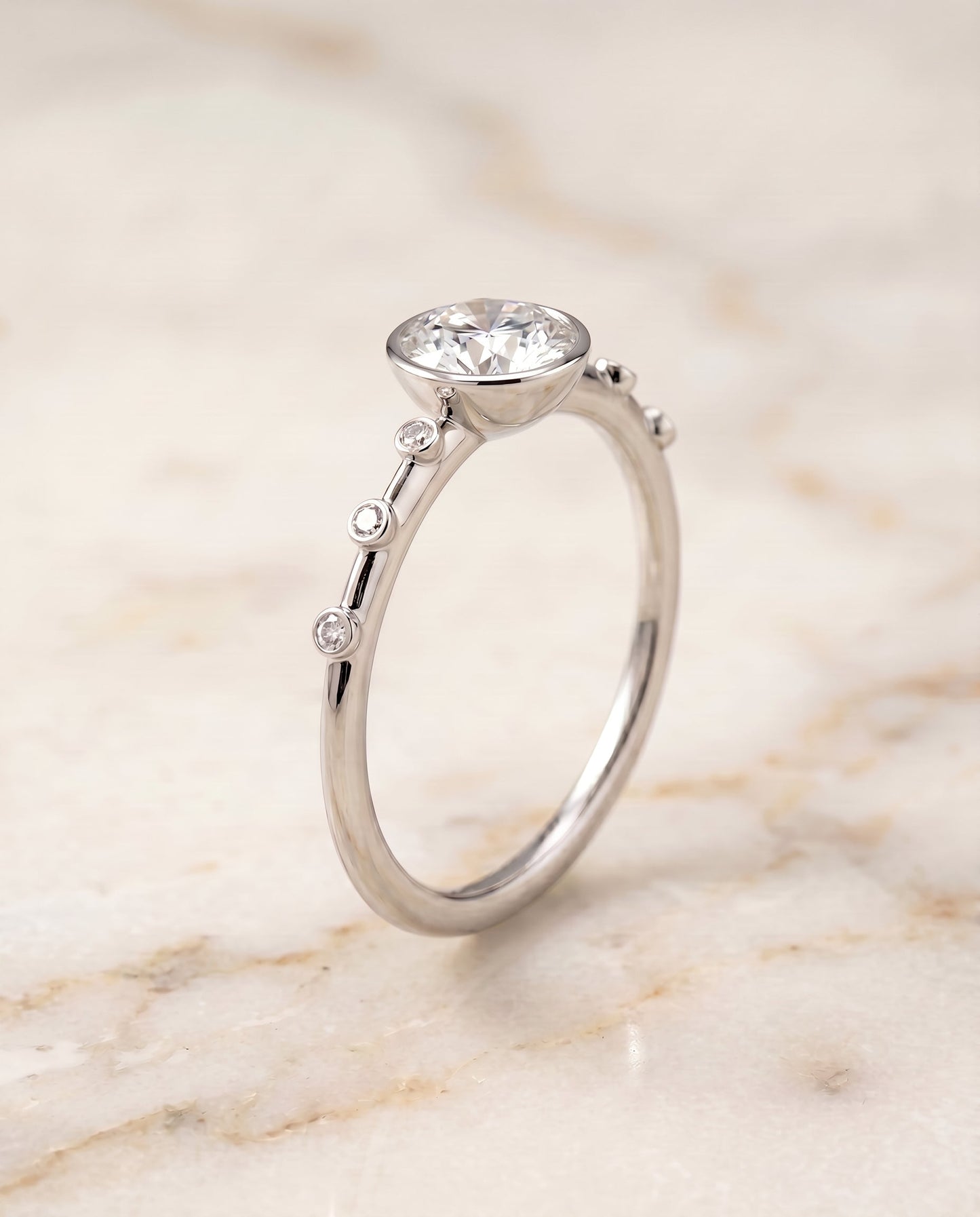 Brandi Select Bezel Accent Solitaire in 18K White Gold – view 1