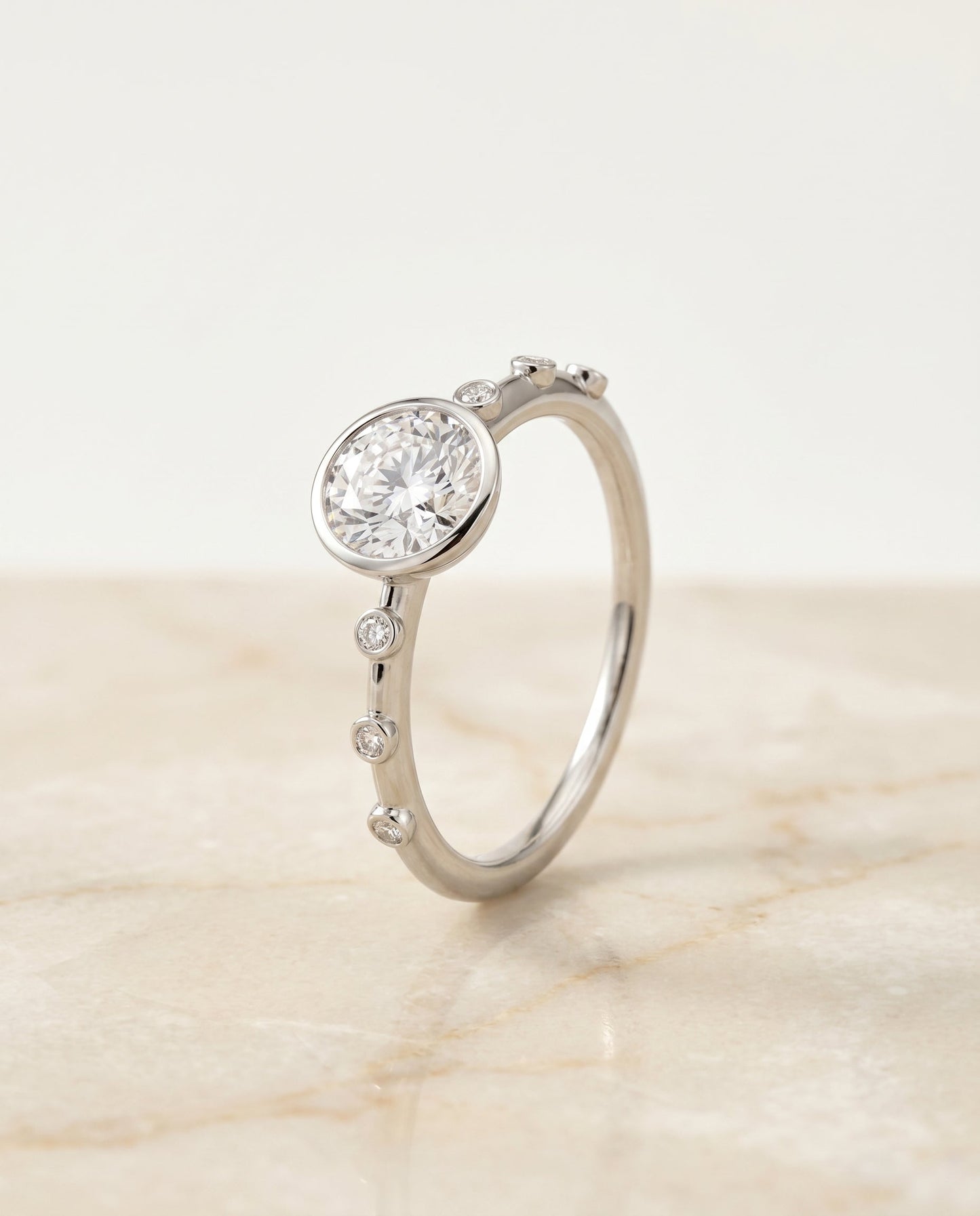 Brandi Select Bezel Accent Solitaire in 18K White Gold – view 2