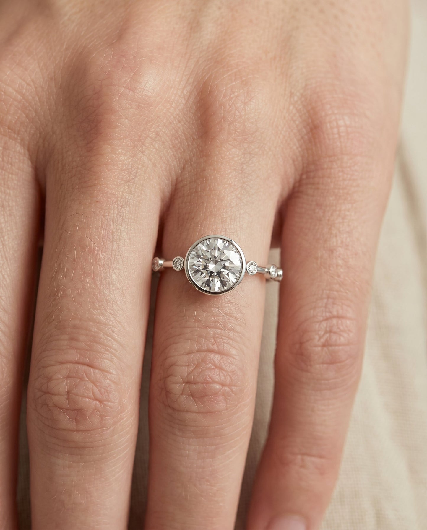 Brandi Select Bezel Accent Solitaire in 18K White Gold – view 3