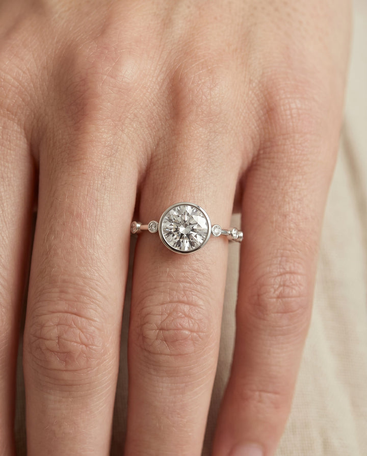 Brandi Select Bezel Accent Solitaire in 18K White Gold – view 3