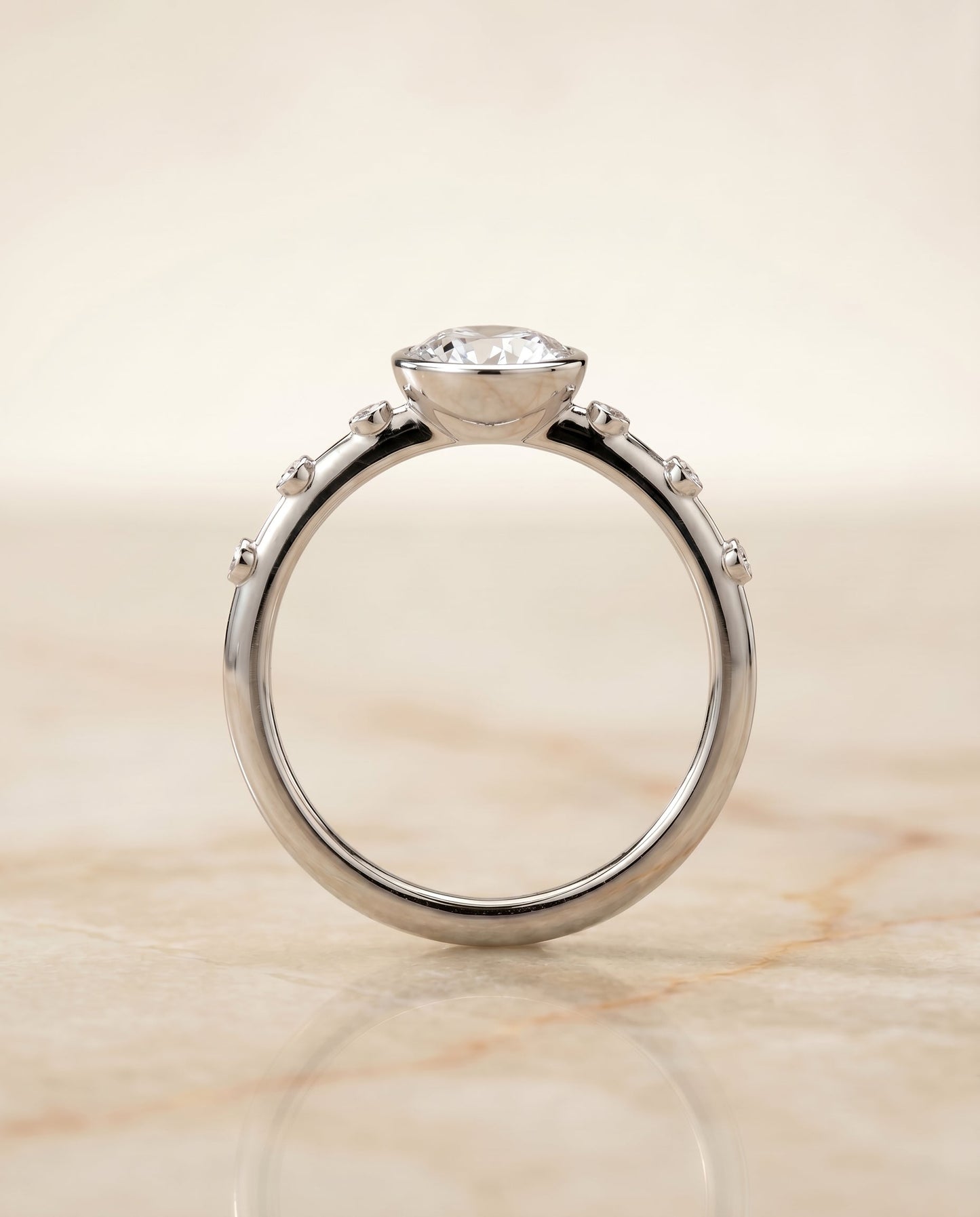 Brandi Select Bezel Accent Solitaire in 18K White Gold – view 5