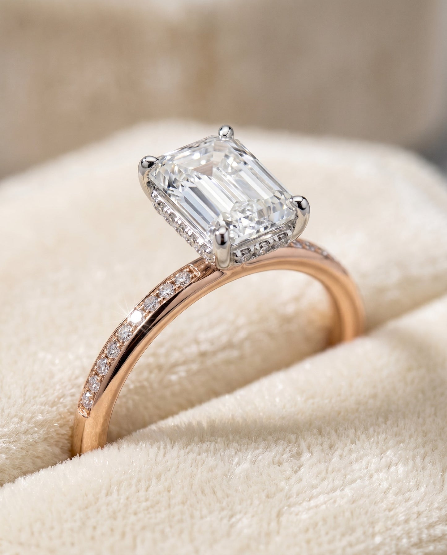 Brenda Select 14kr Emerald Engagement Ring With High Hidden Halo With 34 Prong S – view 4