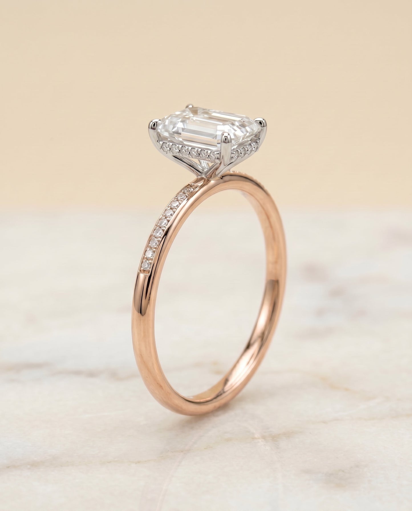 Brenda Select 14kr Emerald Engagement Ring With High Hidden Halo With 34 Prong S – view 5
