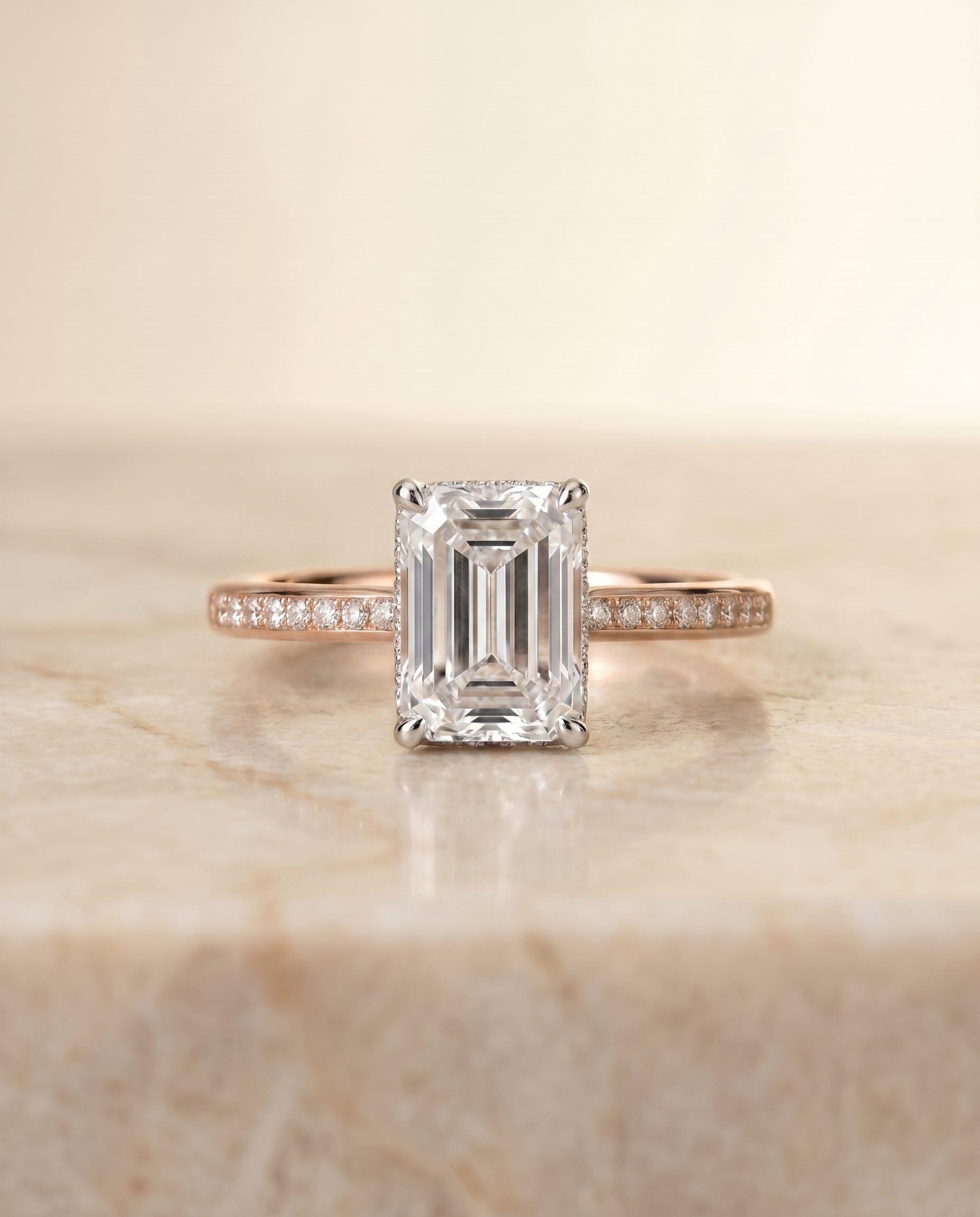 Brenda Select 14kr Emerald Engagement Ring With High Hidden Halo With 34 Prong S – view 1