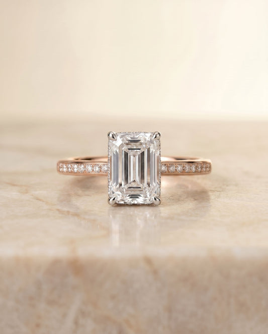 Brenda Select 14kr Emerald Engagement Ring With High Hidden Halo With 34 Prong S – view 1