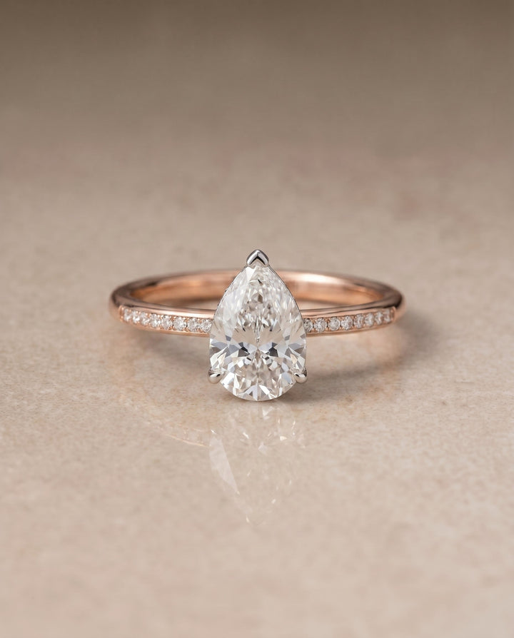 ตัวเรือนแหวนหมั้นเพชร Brenda ทรงปริ๊นเซส ทองคำชมพู 14K จาก RockHer