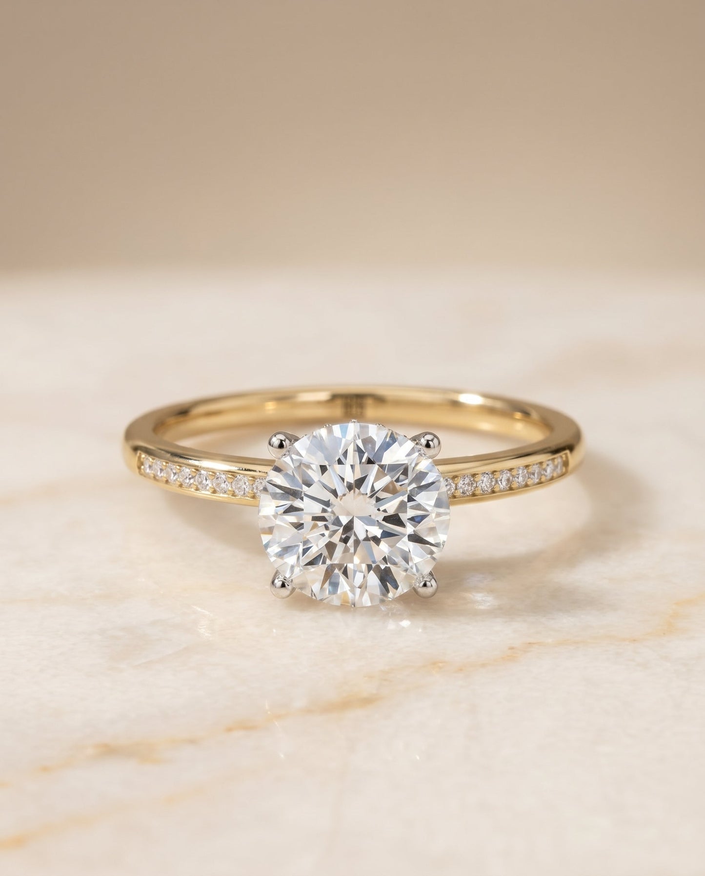 Brenda Select 18ky Radiant Engagement Ring With High Hidden Halo With 42 Prong S – view 1