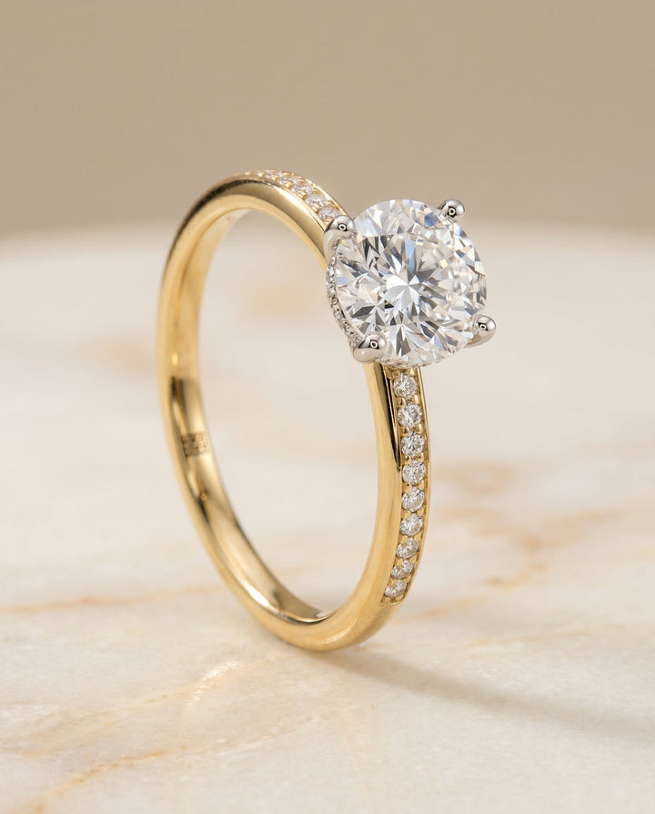 Brenda Select 18ky Radiant Engagement Ring With High Hidden Halo With 42 Prong S – view 2