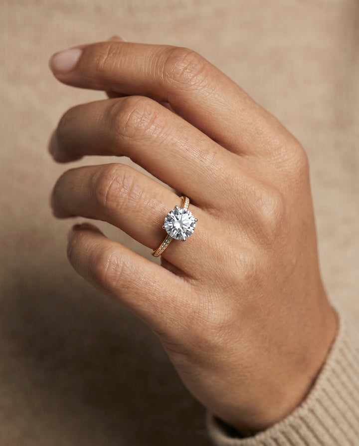 Brenda Select High Hidden Halo Solitaire in 18K Yellow Gold – view 3