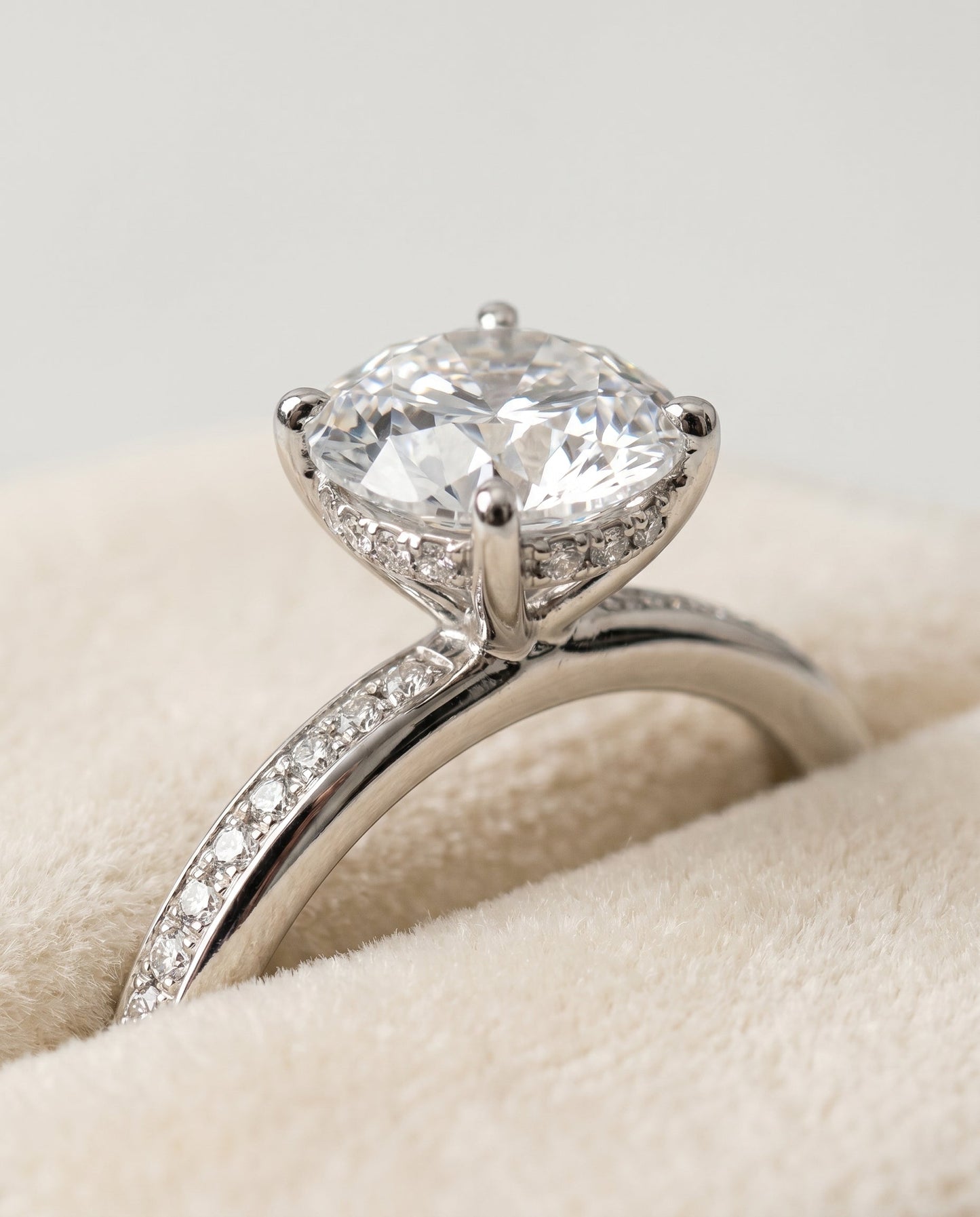 Brenda Select High Hidden Halo Solitaire Oval in 18K White Gold – view 4