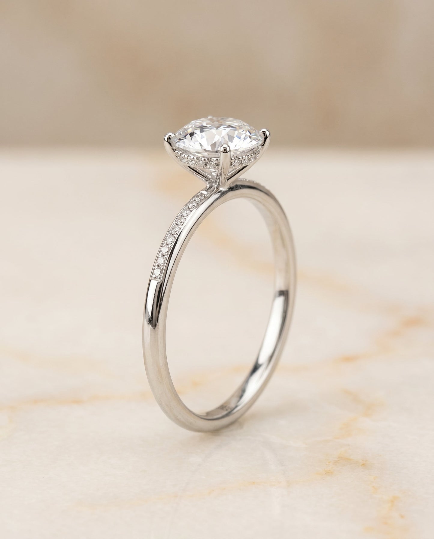 Brenda Select High Hidden Halo Solitaire Oval in 18K White Gold – view 6