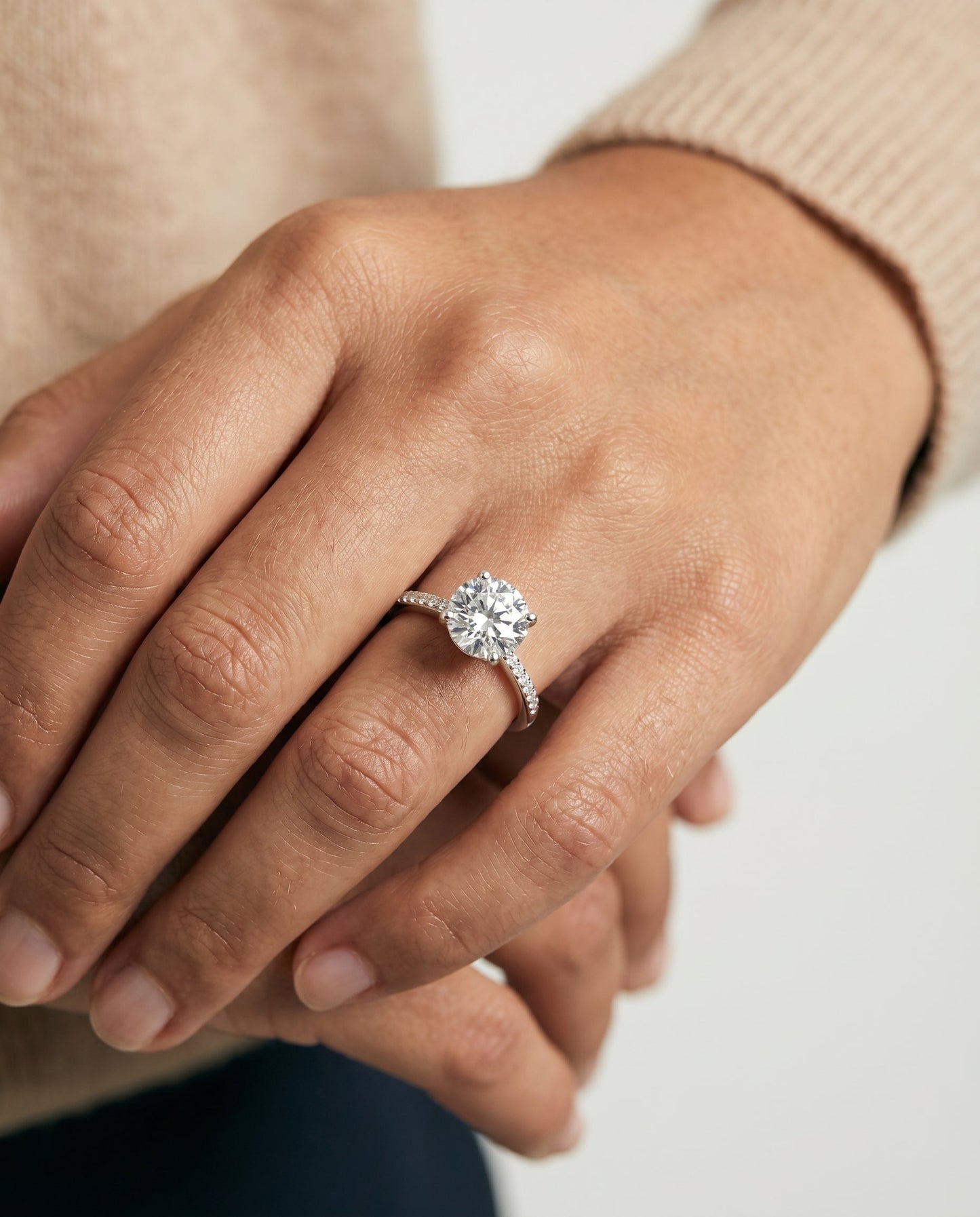 Brenda Select High Hidden Halo Solitaire Oval in 18K White Gold – view 3