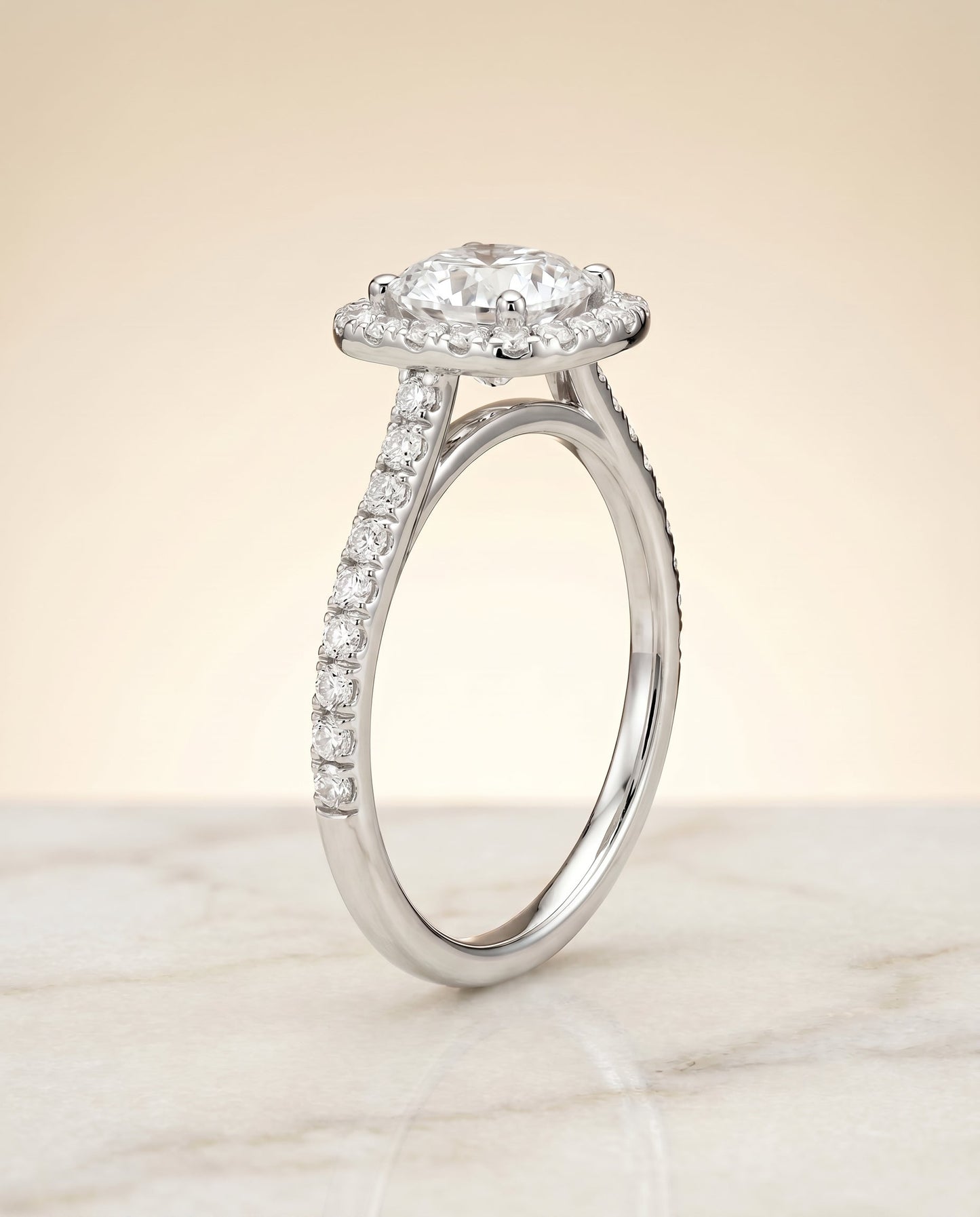 Cosette Select Pave Halo Cushion in Platinum – view 2