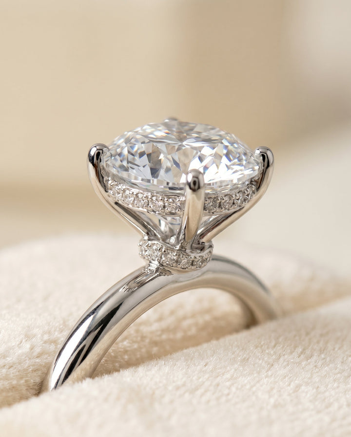 Dolly Select Double Hidden Halo Solitaire Emerald Cut in Platinum – view 4