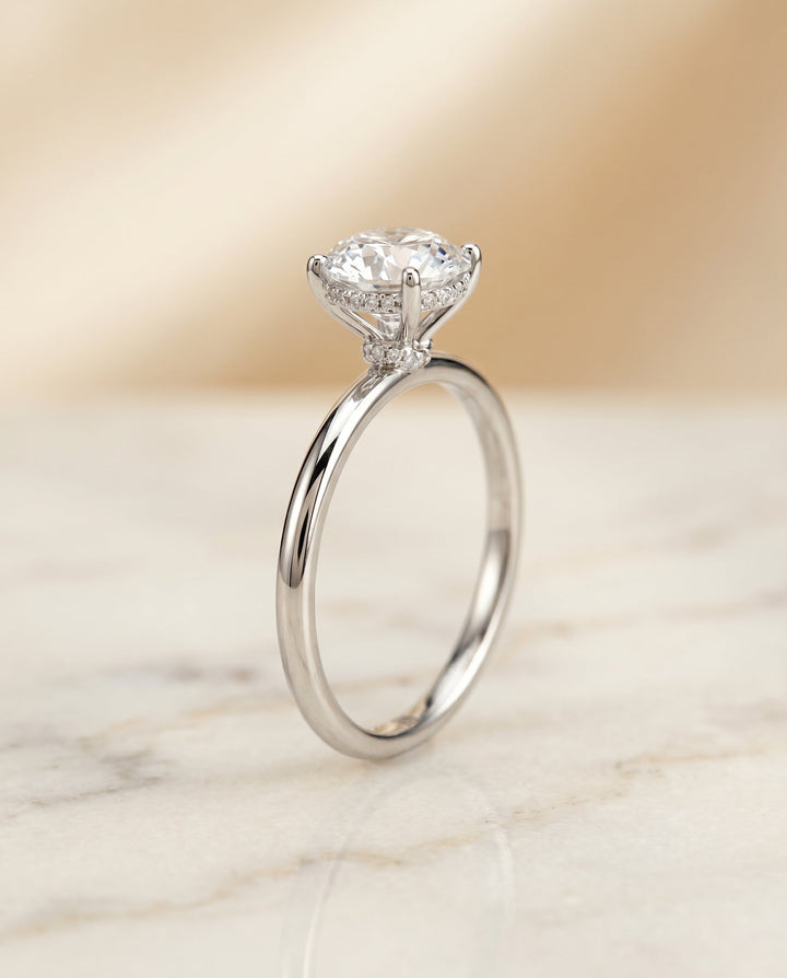 Dolly Select Double Hidden Halo Solitaire in Platinum – view 2
