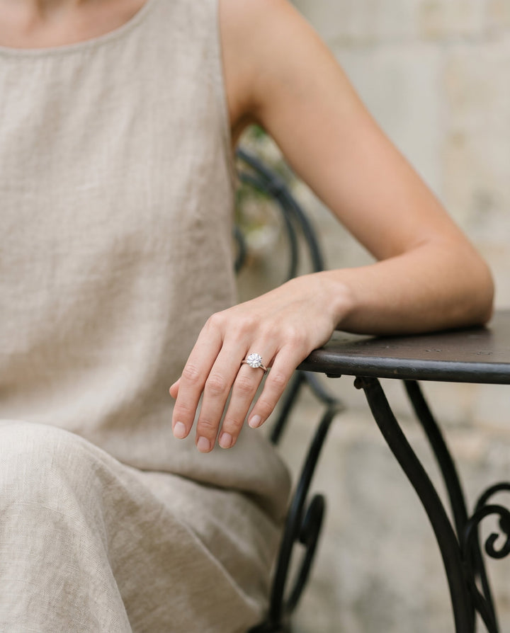 Dolly Select Double Hidden Halo Solitaire in Platinum – view 7