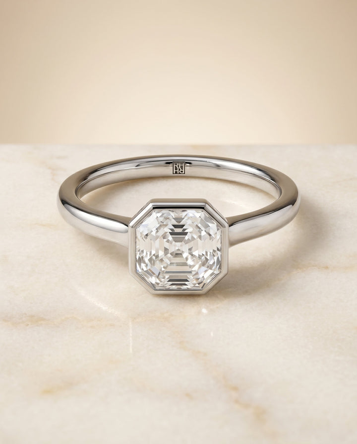 ตัวเรือนแหวนหมั้น Duran ทรงแอชเชอร์ ทองคำขาว 18K จาก RockHer
