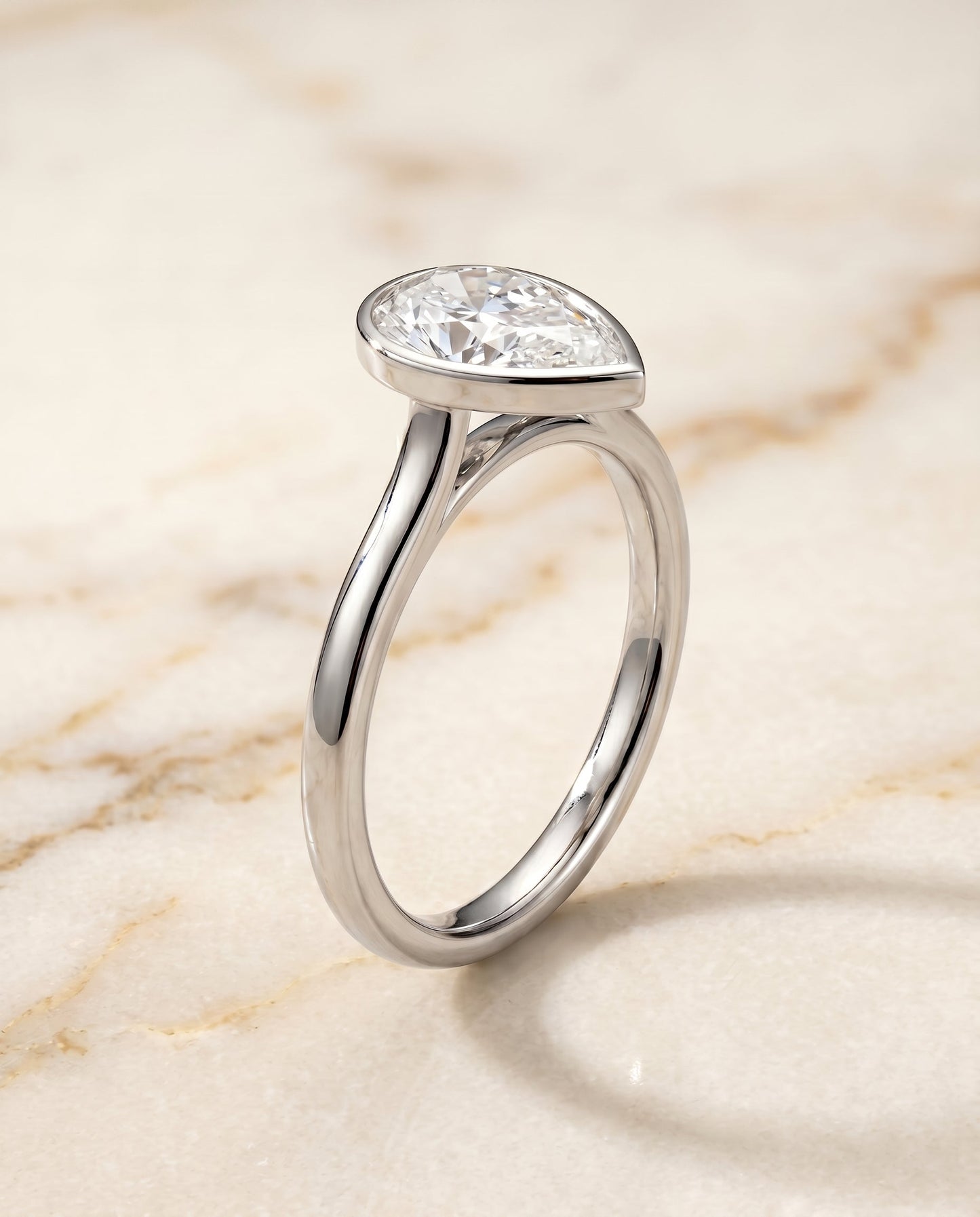 Duran Select Simple Bezel Solitaire Emerald Cut in Platinum – view 2