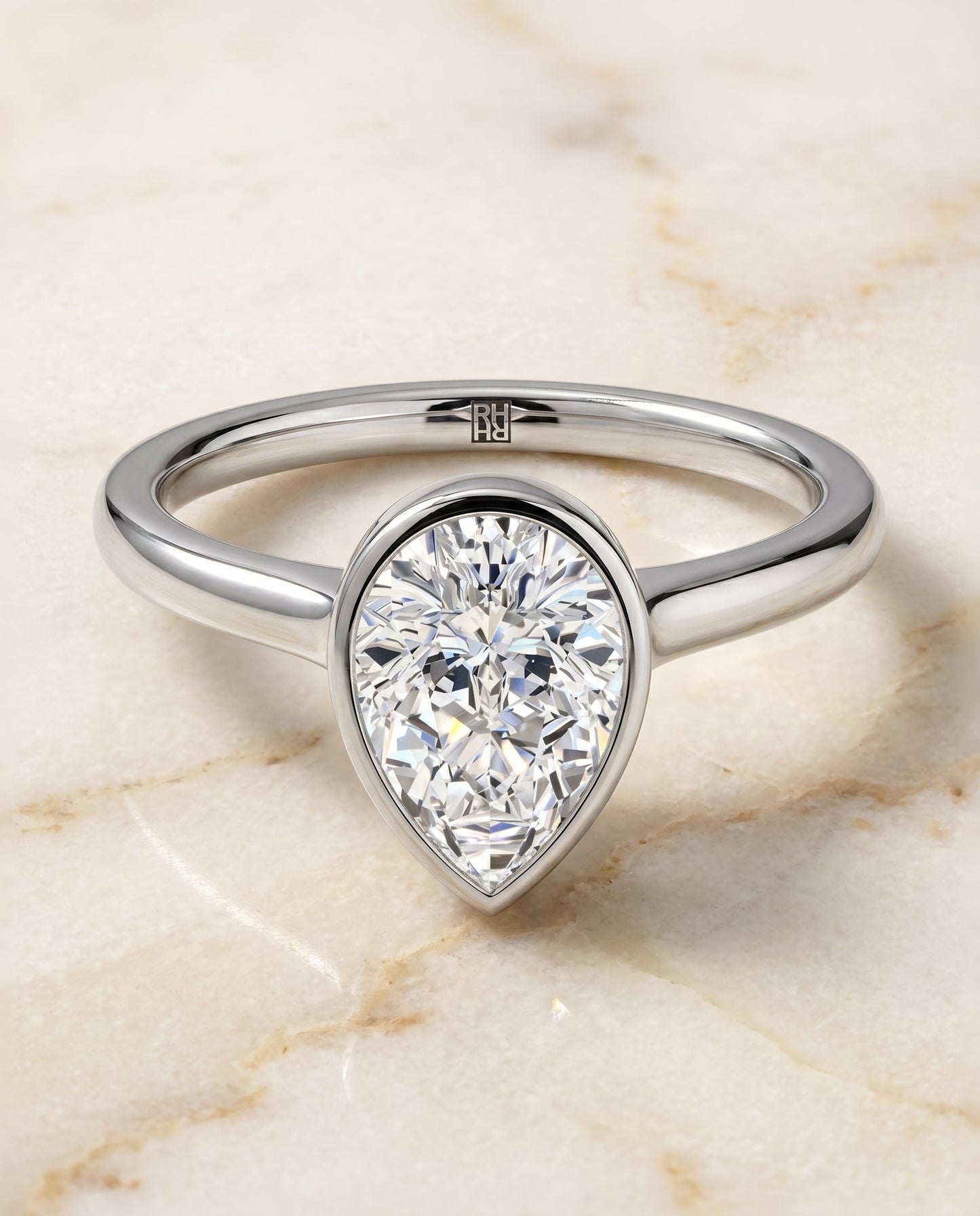 Duran Select Simple Bezel Solitaire Emerald Cut in Platinum – view 1