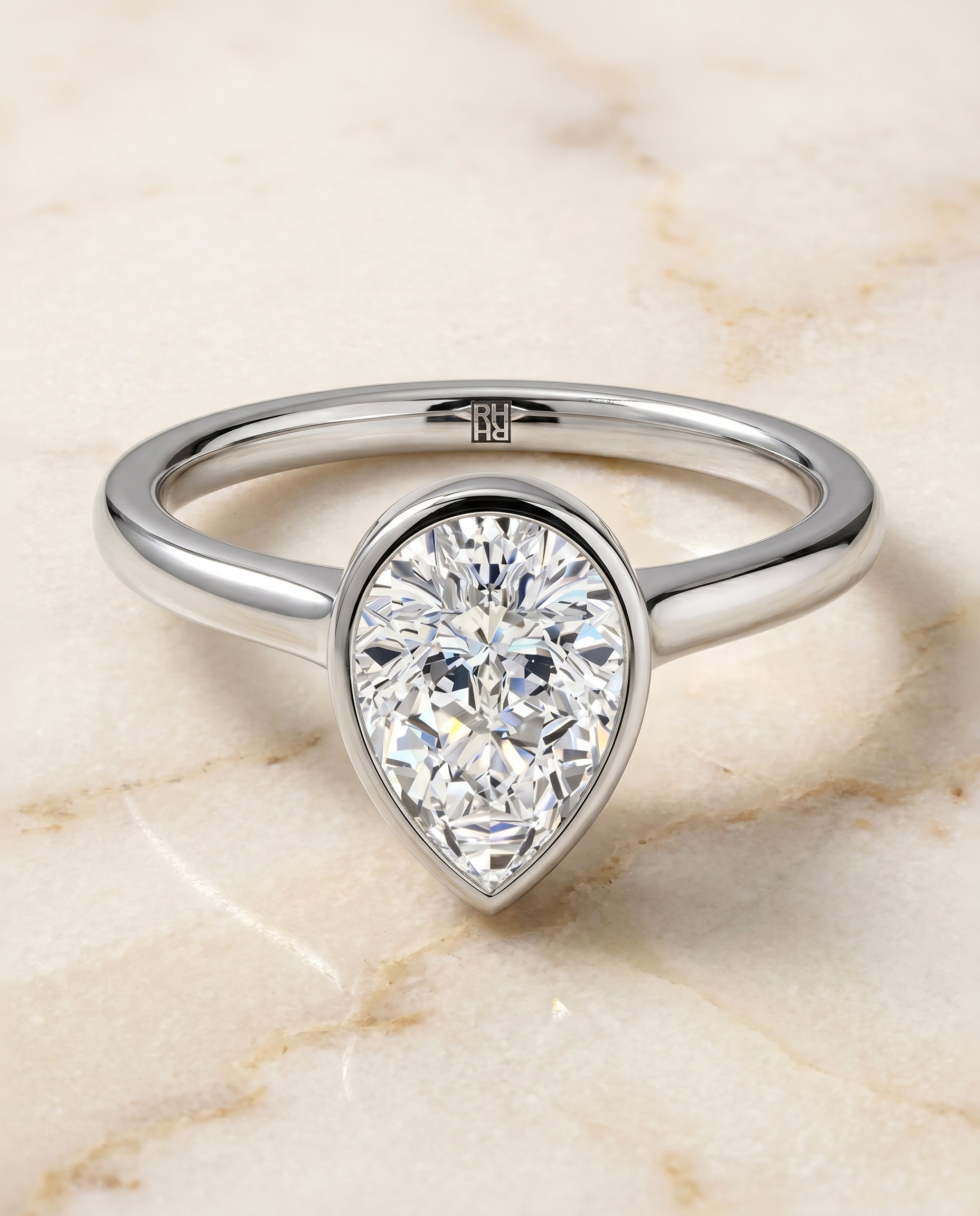 Duran Select Simple Bezel Solitaire Cushion in Platinum – view 1