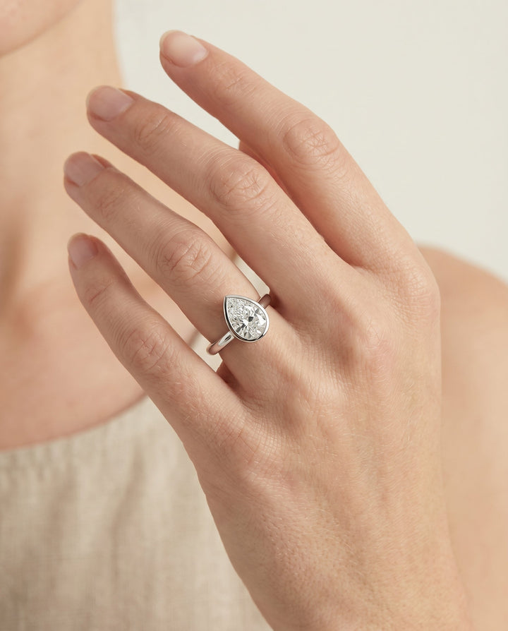Duran Select Simple Bezel Solitaire Cushion in Platinum – view 3
